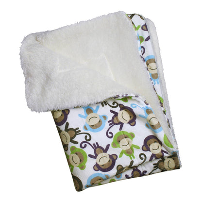 Double Layered Ultra Soft Minky/Plush Monkey Blanket