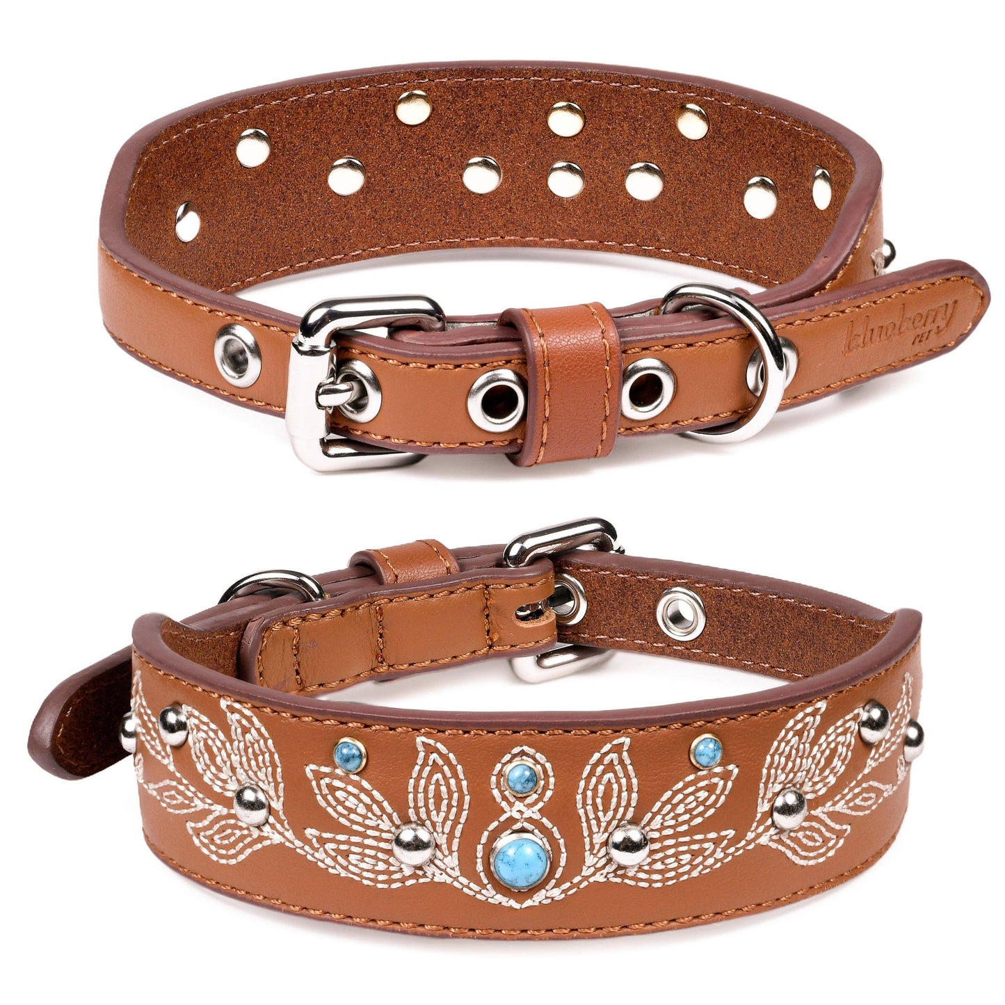 Tan/Brown Collar Western Style Premium Leather Collar - Western Style
