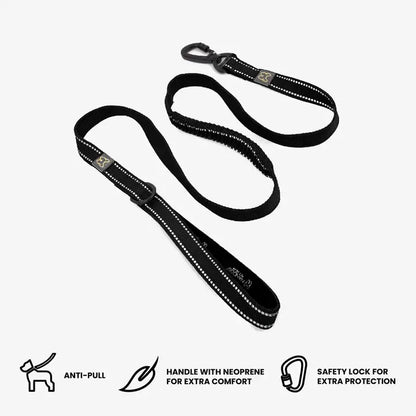 NANDOG Anti-Push Sport Dog Leash With Neoprene Handle -BLACK