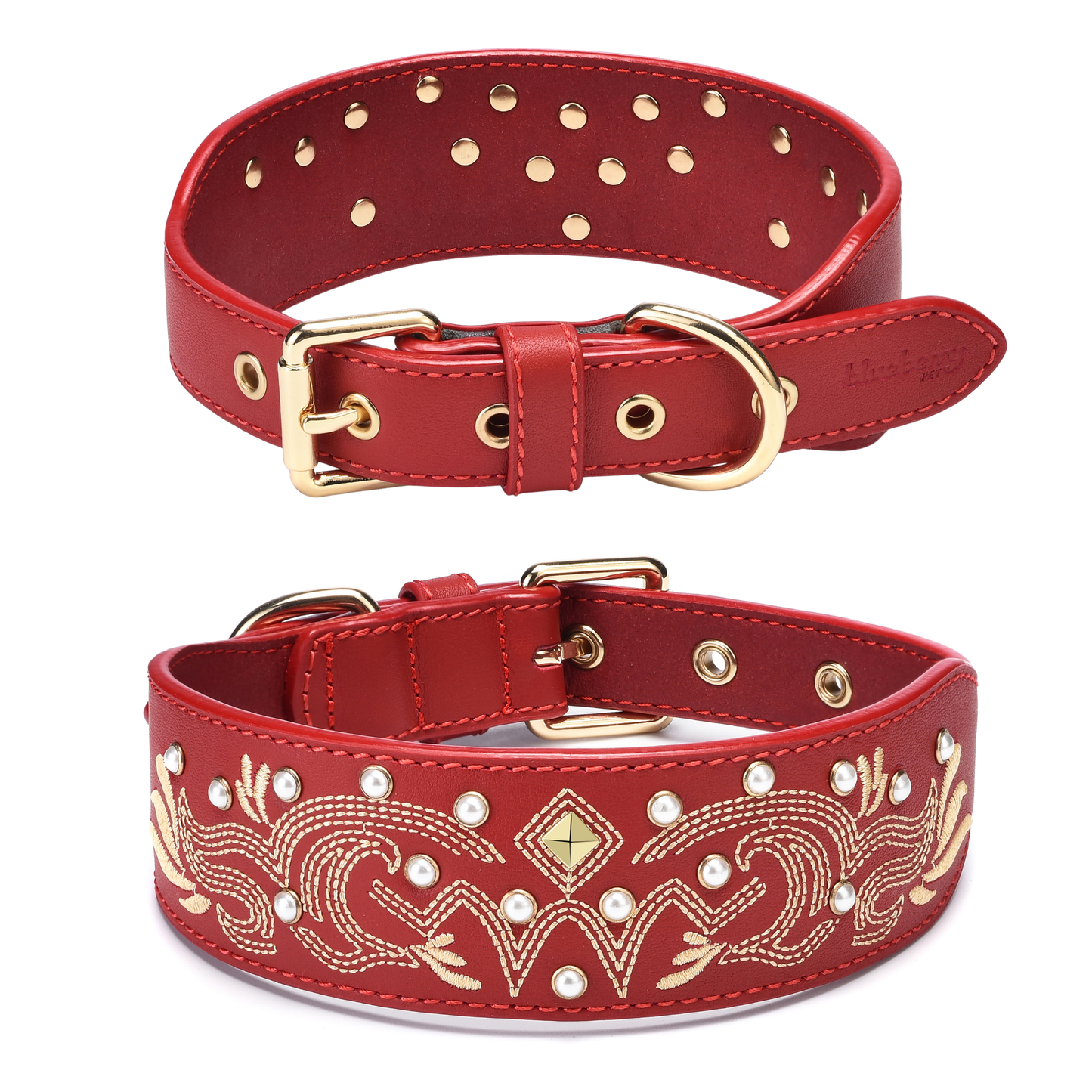 Red Collar Western Style Premium Leather Collar