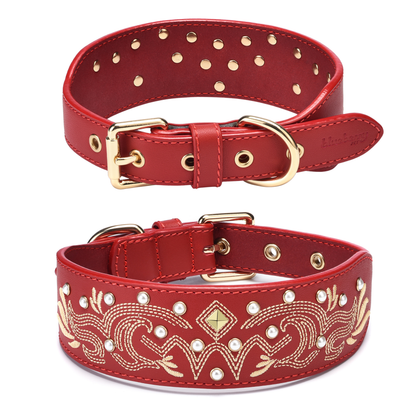 Red Collar Western Style Premium Leather Collar