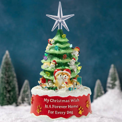 My Christmas Wish Is A Forever Home For Every Dog- Hand Crafted Light Up Resin Christmas Tree -Faire