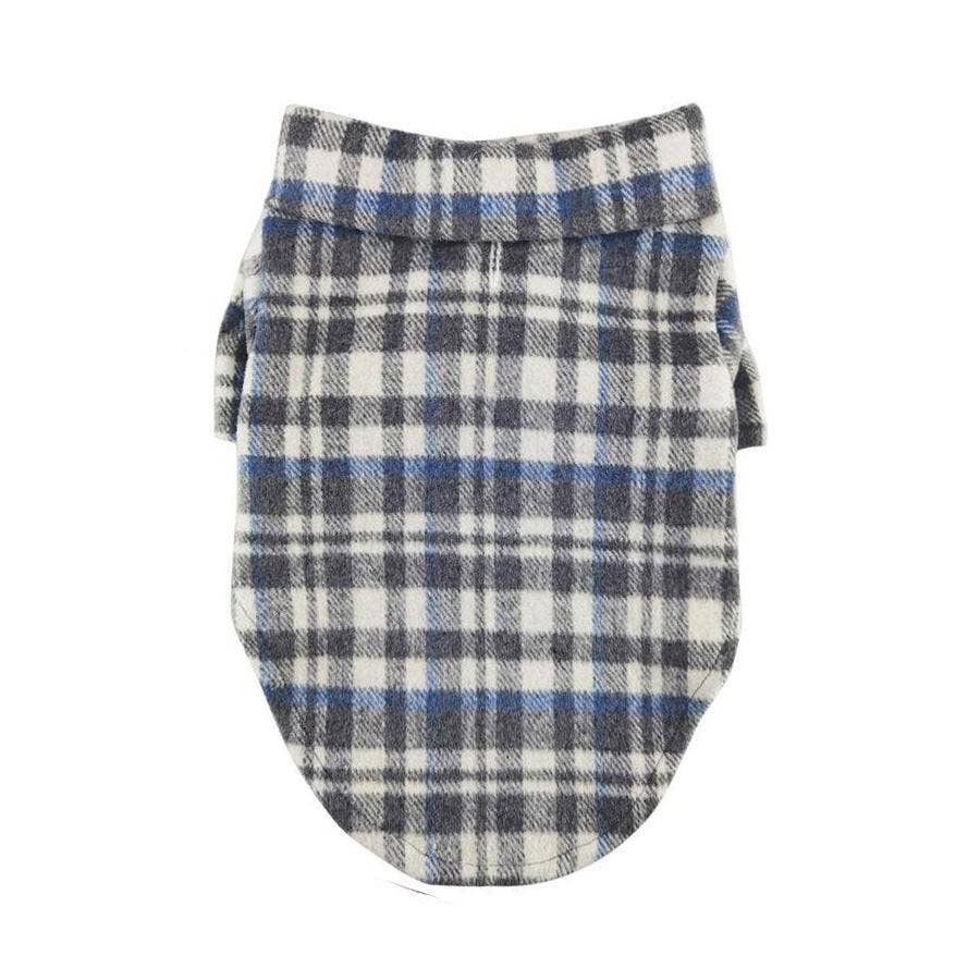 Flannel Dog Shirt - Gray and Blue Plaid