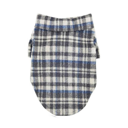 Flannel Dog Shirt - Gray and Blue Plaid
