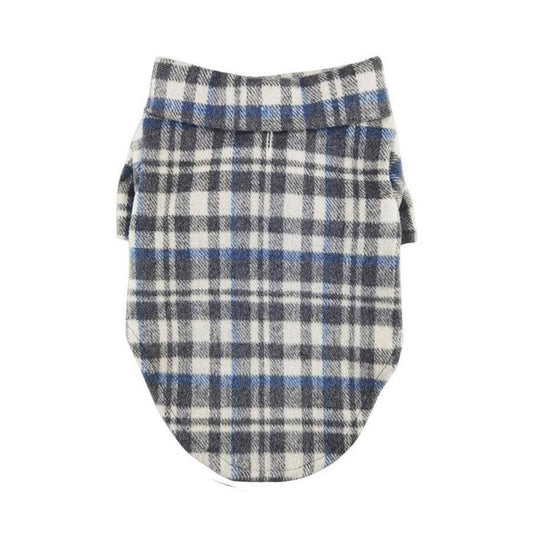Flannel Dog Shirt - Gray and Blue Plaid