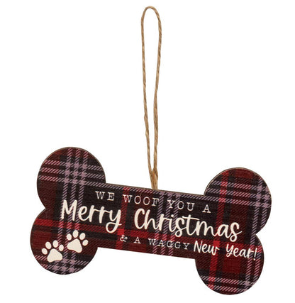 We Woof You A Merry Christmas Bone Ornament, Set of 4