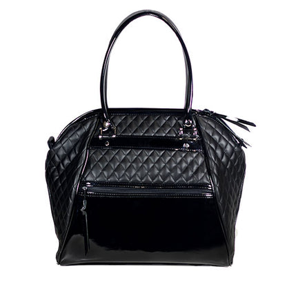 Luxurious Black Quilted Pet Carrier Handbag, Airline Approved for Small Dogs