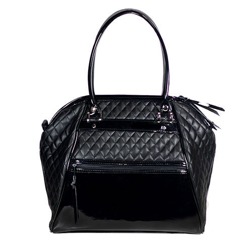 Luxurious Black Quilted Pet Carrier Handbag, Airline Approved for Small Dogs