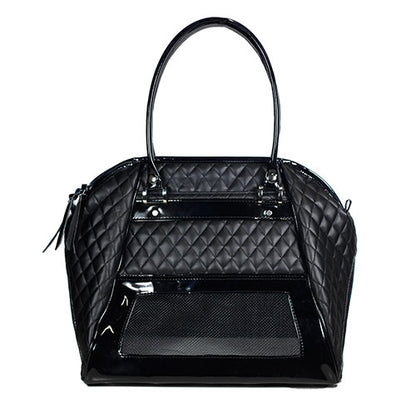 Luxurious Black Quilted Pet Carrier Handbag, Airline Approved for Small Dogs