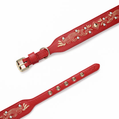 Red Collar Western Style Premium Leather Collar