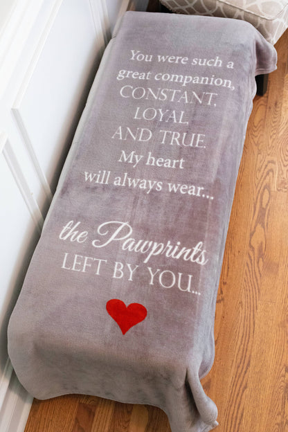 Pawprints Left By You Sympathy Pet Loss Hugs Blanket