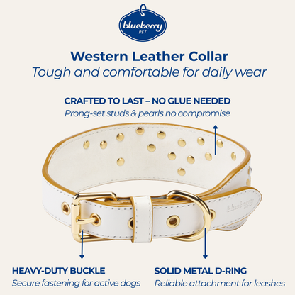 White Collar Western Style Premium Leather