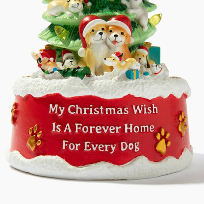 My Christmas Wish Is A Forever Home For Every Dog- Hand Crafted Light Up Resin Christmas Tree -Faire