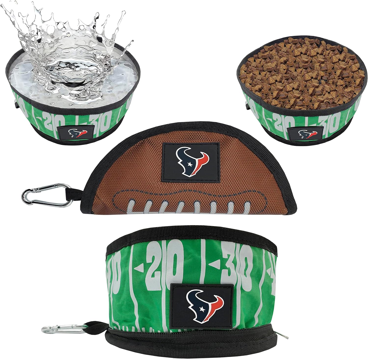 Houston Texans Portable Collapsible Pet Bowl for Dogs Cats - Travel Hydration Essential