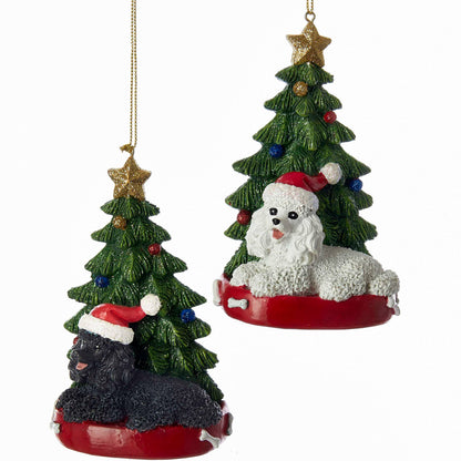 4.25"RESIN POODLE W/TREE ORNAMENT 2/A