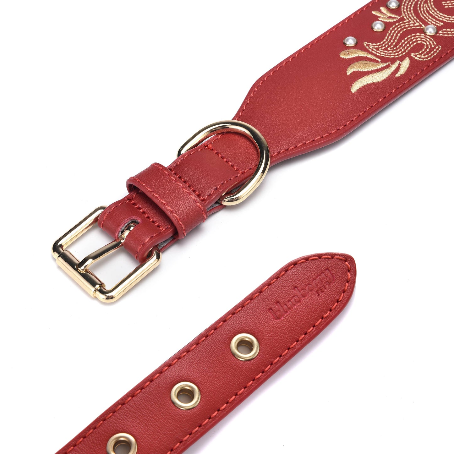 Red Collar Western Style Premium Leather Collar