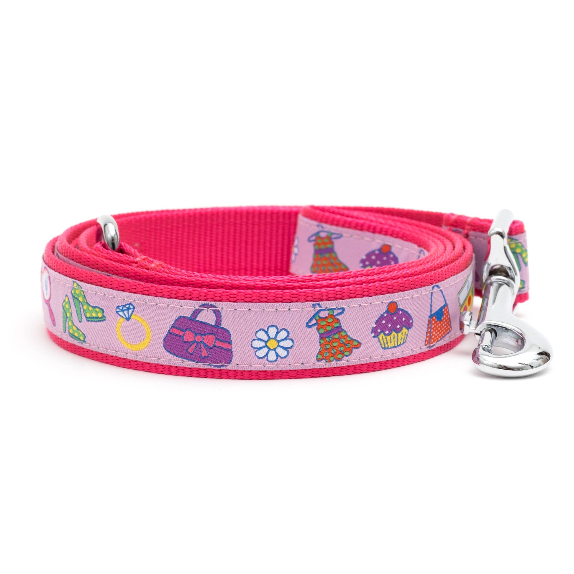 Fashionista Pet Lead: Durable, Stylish Pink Patterned Nylon Dog Leash, Secure Snap