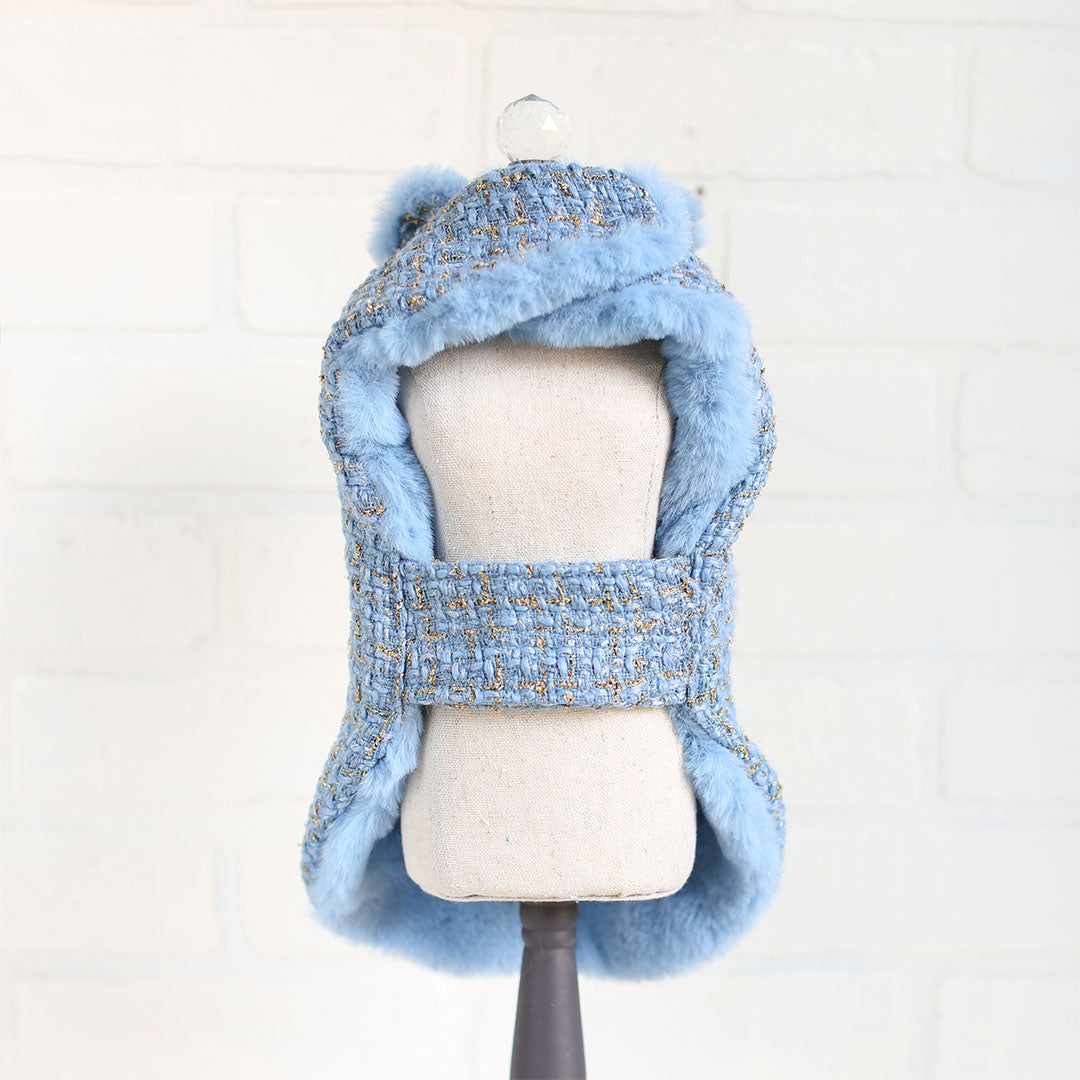 Chantel Tweed Dog Coat: Luxurious Warm Faux Fur Lined Adjustable Pet Apparel