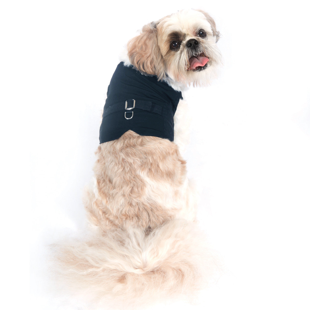 The Gavin Black Raw Silk Dog Harness Vest for Special Occasions Adjustable Fit