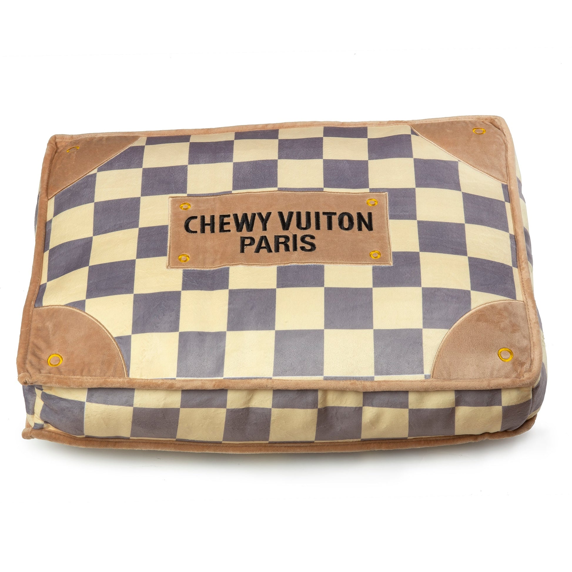 Luxury Checker Chewy Vuiton Pet Bed for Posh Pups Plush Comfort