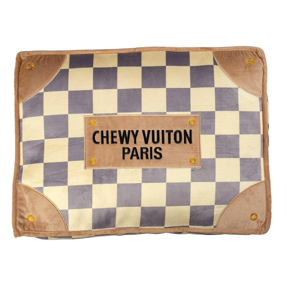 Luxury Checker Chewy Vuiton Pet Bed for Posh Pups Plush Comfort