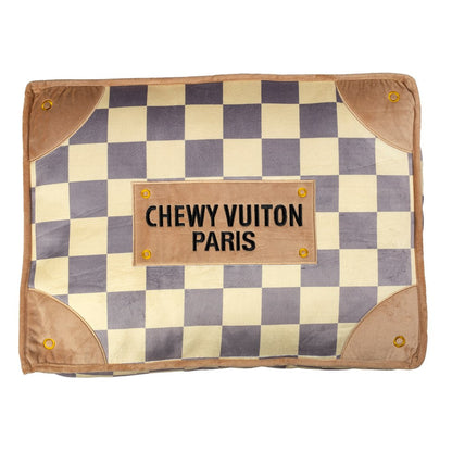 Luxury Checker Chewy Vuiton Pet Bed for Posh Pups Plush Comfort