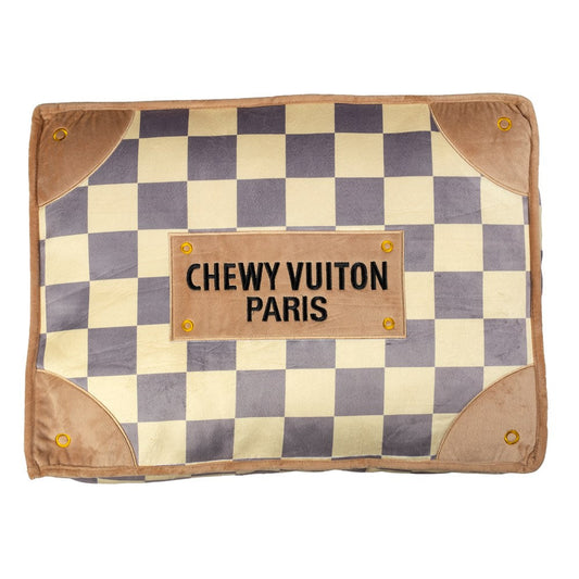 Luxury Checker Chewy Vuiton Pet Bed for Posh Pups Plush Comfort