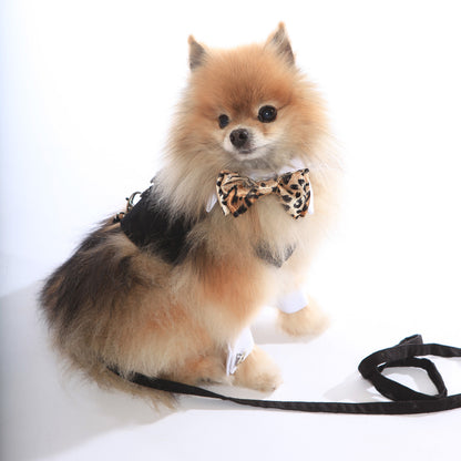 The Gavin Black Raw Silk Dog Harness Vest for Special Occasions Adjustable Fit