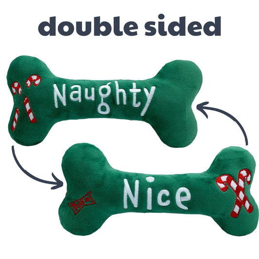Naughty & Nice Bone Dog Toy (Double Sided)