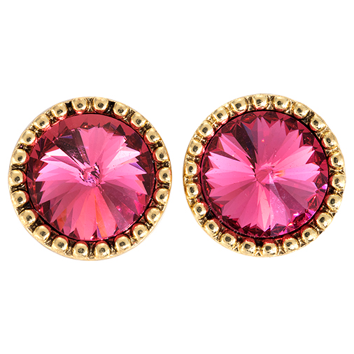 Luxurious Pink Gold Sparkle Pet Collar Crown Charm Studs Diva Accents