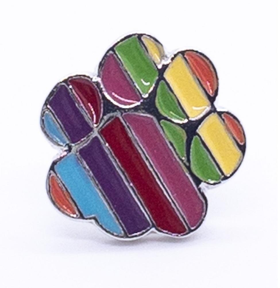 Vibrant Aqua Genuine Leather Dog Collar with Rainbow Paw Studs for Pride