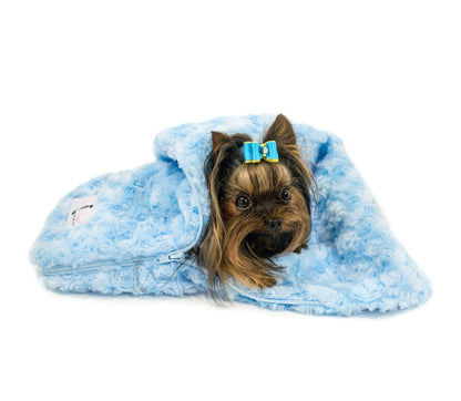 Luxury Rosebud Puppy Snuggle Sleeping Bag with Zipper, Warm Plush Blanket