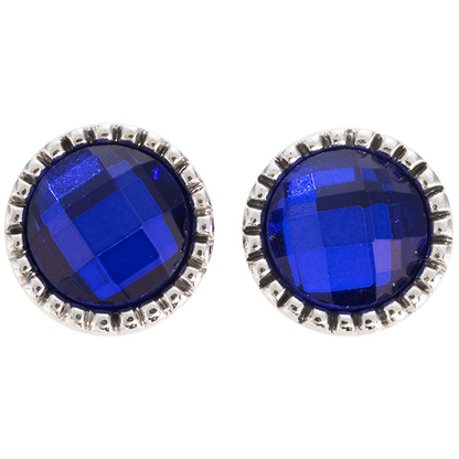 Stylish Star of David Dog Collar with Crown & Bling Bone Charms, Royal Blue Studs