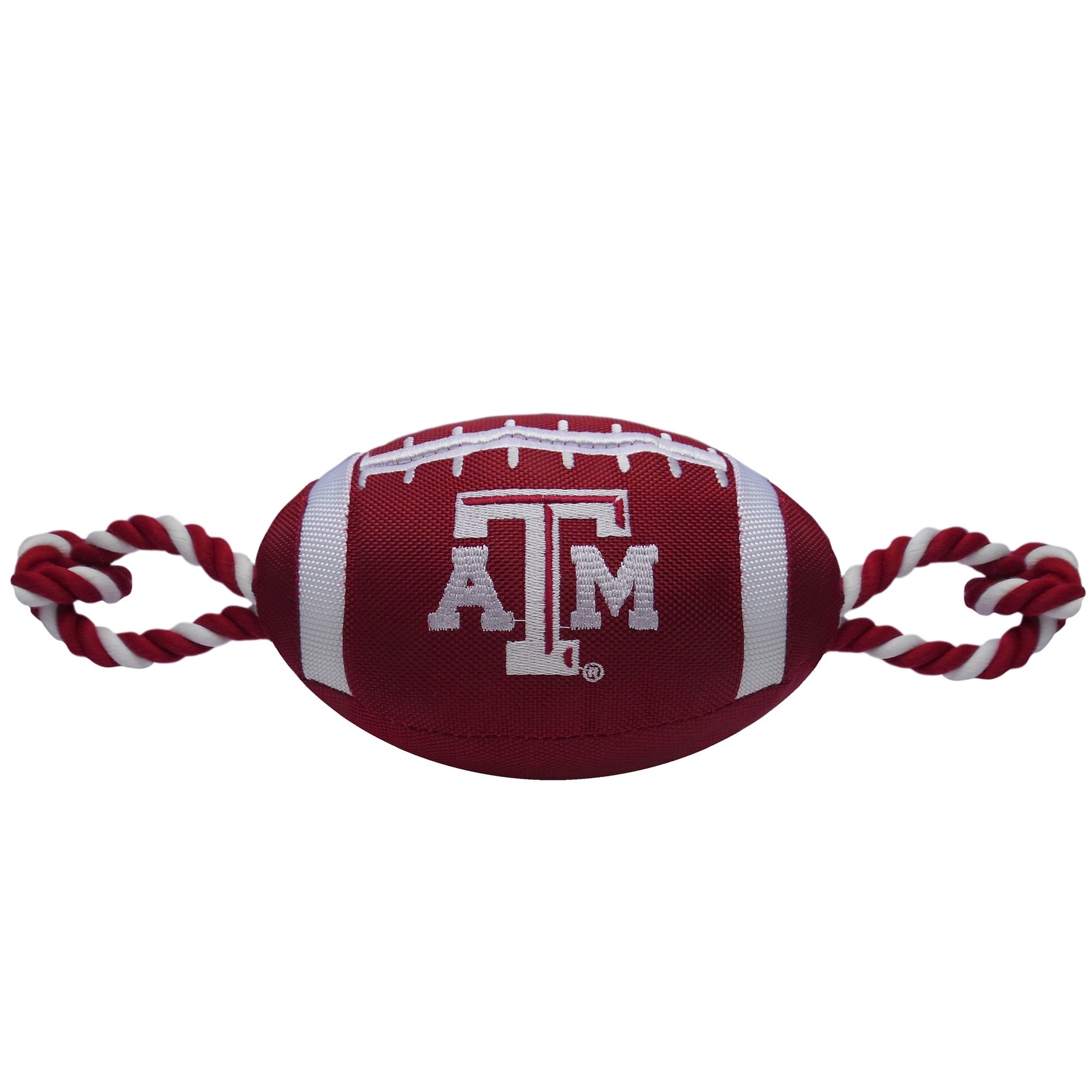Texas A & M Nylon Football Pet Toy Durable Tug Squeaker for Dogs