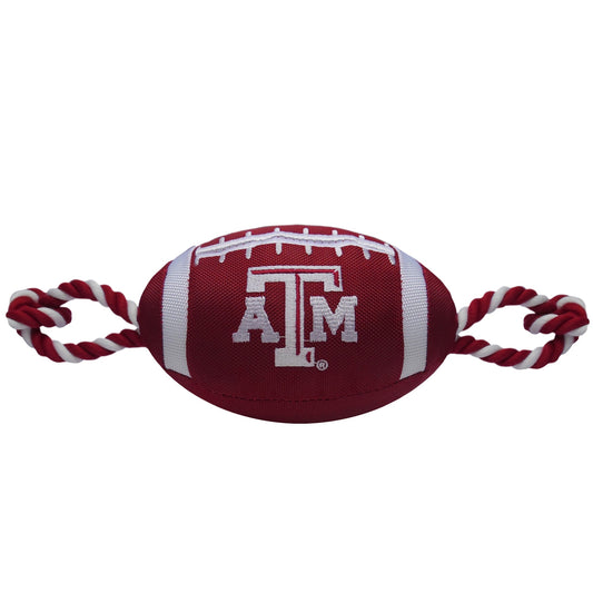 Texas A & M Nylon Football Pet Toy Durable Tug Squeaker for Dogs