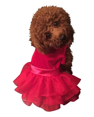 Luxurious Red Velvet Fufu Tutu Dress for Dogs, Festive Pet Party Apparel