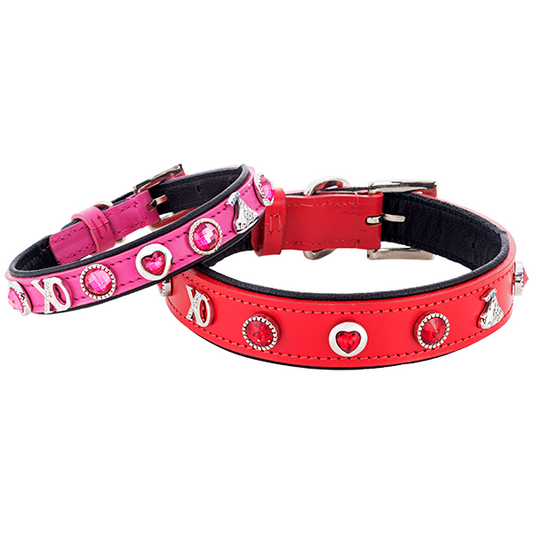 Chic "Love is in the Air" Dog Collar: Adjustable Sizes Pink Red Black
