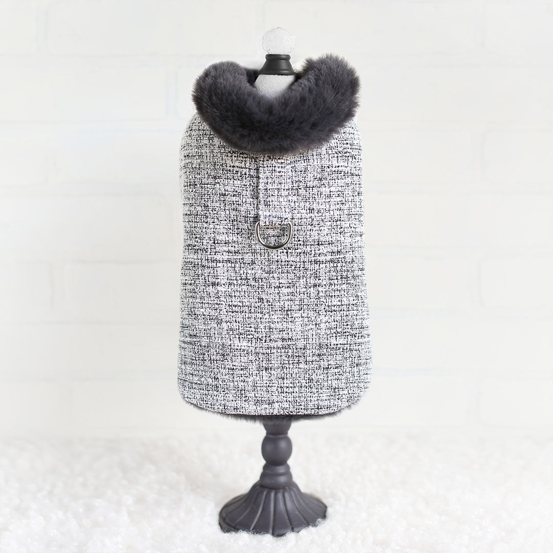 Warm & Stylish Zha Zha Dog Coat: Tweed with Faux Fur Lining