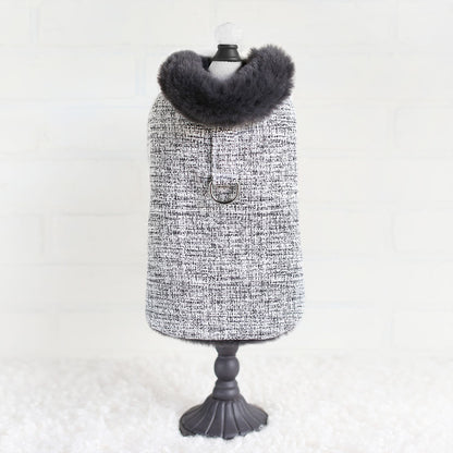 Warm & Stylish Zha Zha Dog Coat: Tweed with Faux Fur Lining