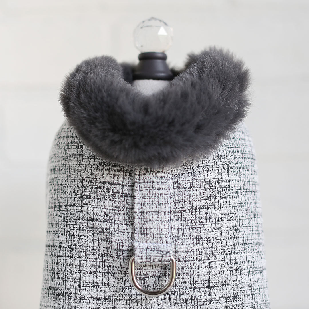 Warm & Stylish Zha Zha Dog Coat: Tweed with Faux Fur Lining