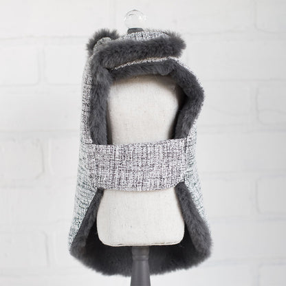 Warm & Stylish Zha Zha Dog Coat: Tweed with Faux Fur Lining