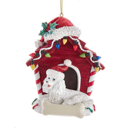 4"RESIN POODLE W/DOGHOUSE ORNAMENT