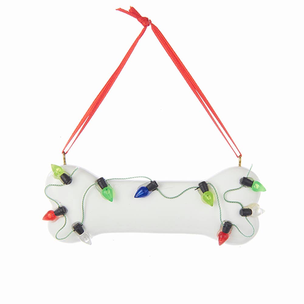 4" RESIN DOG BONE W/C7 LIGHTS ORNAMENT