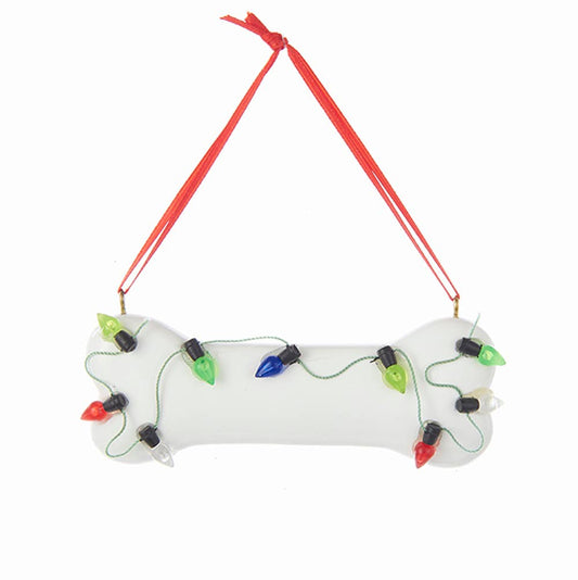 4" RESIN DOG BONE W/C7 LIGHTS ORNAMENT