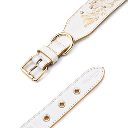 White Collar Western Style Premium Leather