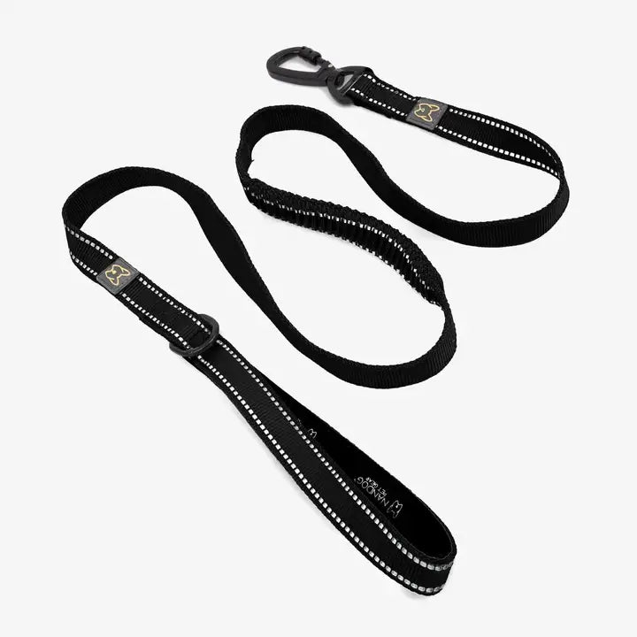 NANDOG Anti-Push Sport Dog Leash With Neoprene Handle -BLACK