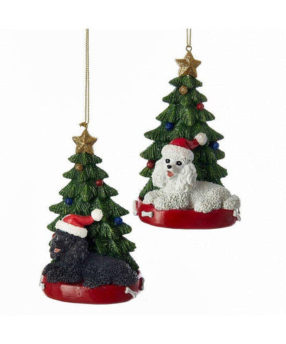 4.25"RESIN POODLE W/TREE ORNAMENT 2/A