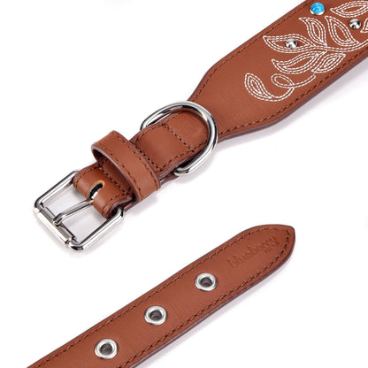 Tan/Brown Collar Western Style Premium Leather Collar - Western Style