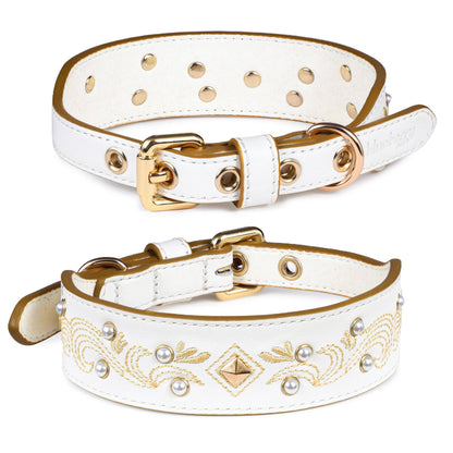 White Collar Western Style Premium Leather
