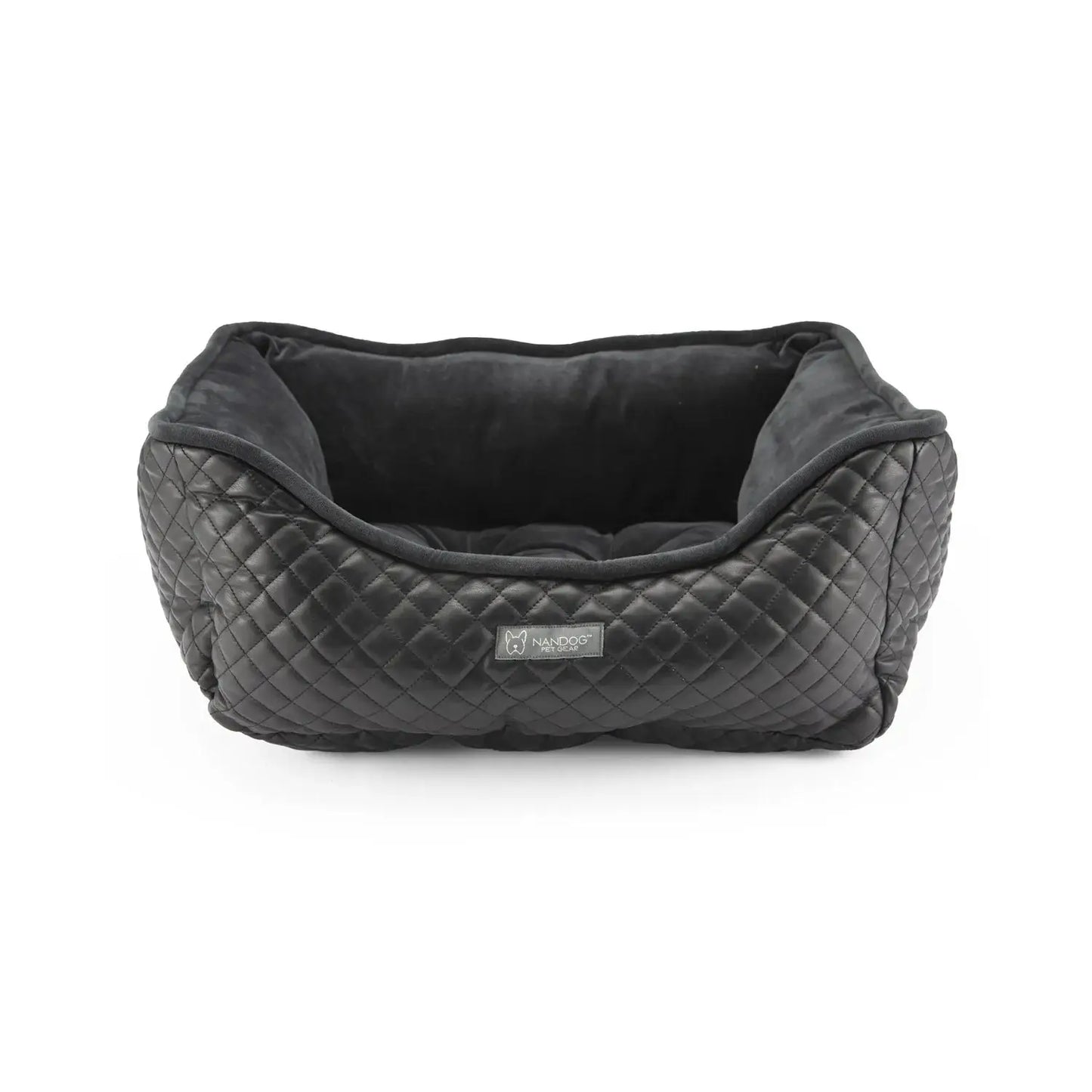 NANDOG Prive Collection Quilted Vegan Leather Black Dog & Cat Bed